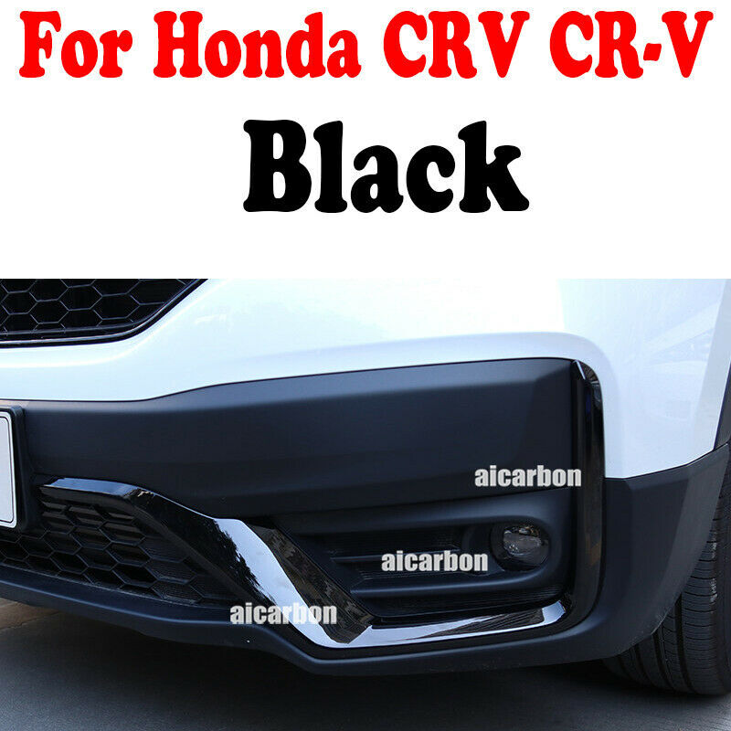 for Honda CR-V CRV 2020-2022 Black Front Bumper Fog Lamp Moulding Trim Strips 2P