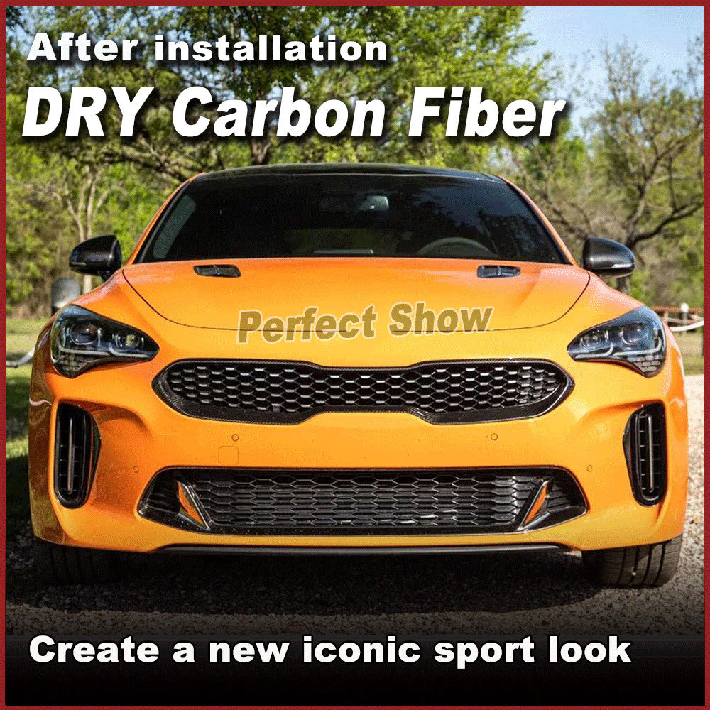 for Kia Stinger 2018-2023 DRY CARBON Front Mesh Bumper Center Grille Grill Cover