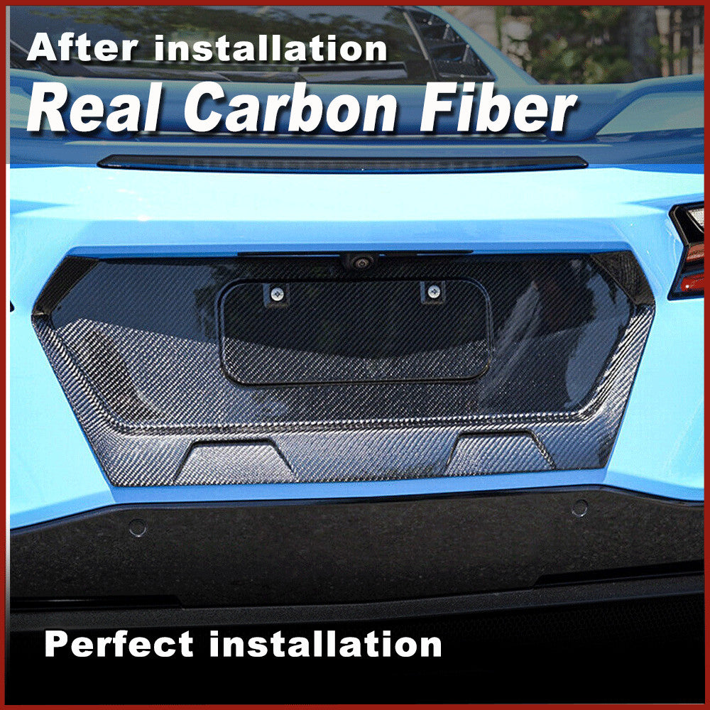 for Chevrolet for Corvette C8 2020-2022 Real Carbon Rear License Plate Frame Cover