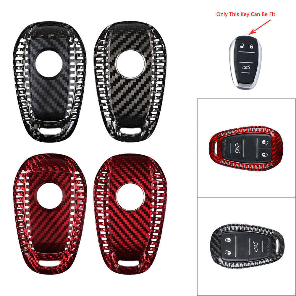 for Alfa Romeo for Stelvio Black/Red Carbon Fiber Remote Key Shell Cover Case Q