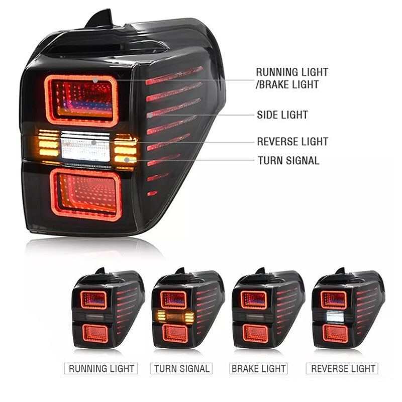 LHRH LED Tail Lights Smoked Rear Lamps for Toyota 4Runner 5th Gen 2010-2023
