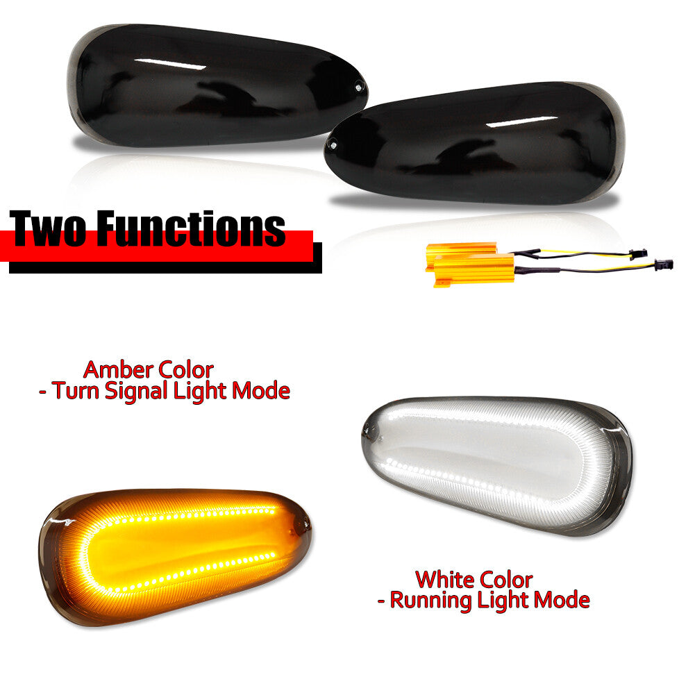 Pack DRL Turn Signal LED Light Replacement for 1994-1998 for 3000GT Black - v