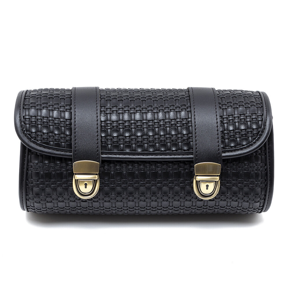 Motorcycle PU Leather Retro Weave Tool Side Bag Storage Pouch Basket for Harley Q