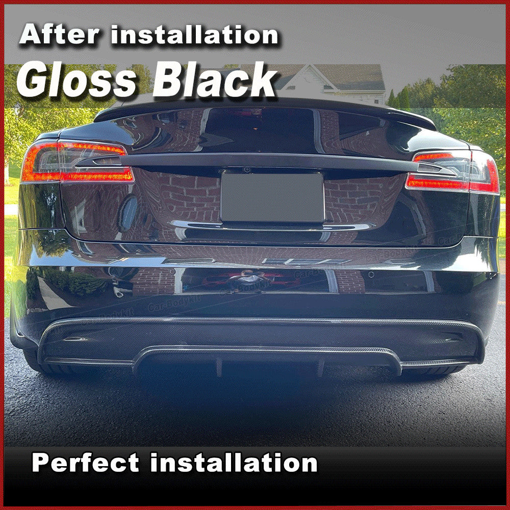 Fit for Tesla for Model S Sedan 2016-20 Gloss Black Rear Bumper Diffuser Spoiler Lip