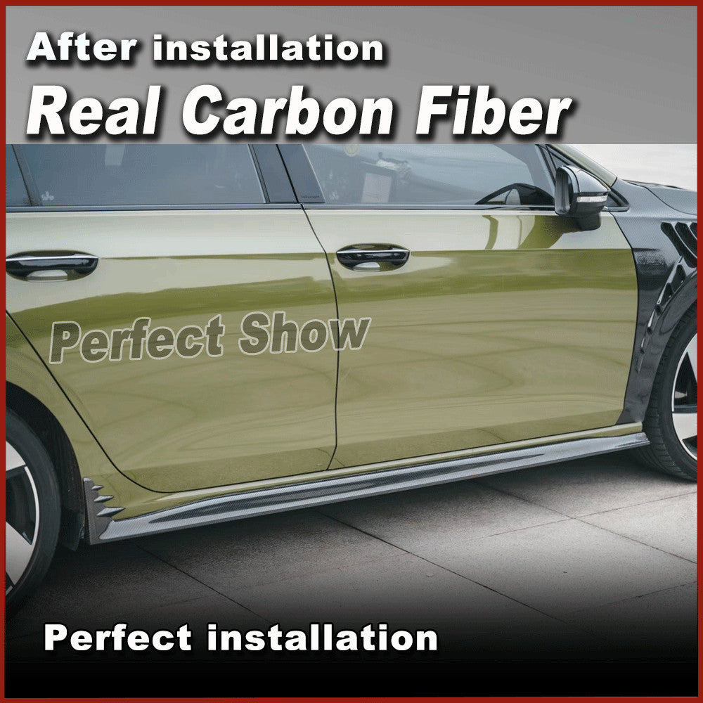 for Volkswagen for VW for Golf 8 GTI 2021-23 REAL Carbon Side Skirt Extension Lip Addons