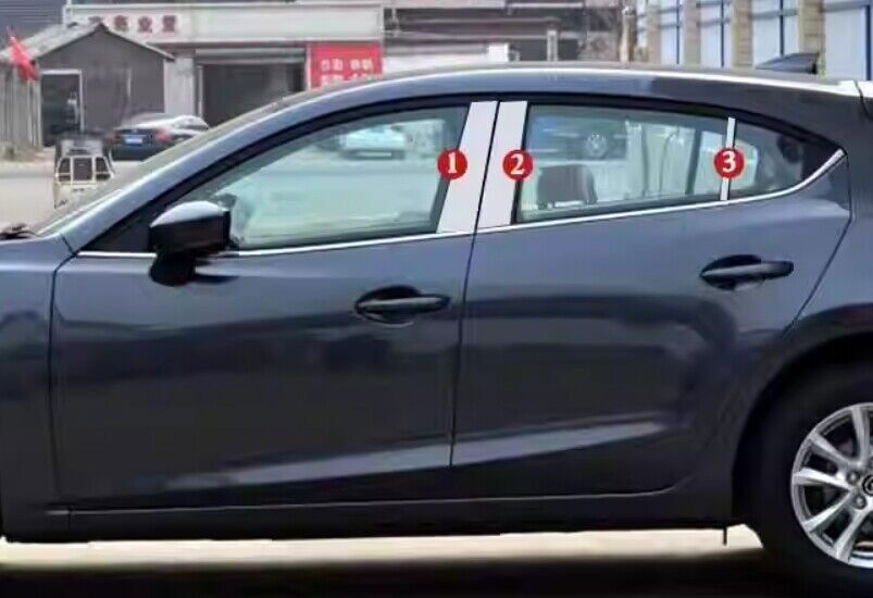 for Mazda 3 Axela 17-18 Silver Steel Window Center BC Pillar Post Cover Trim 6P