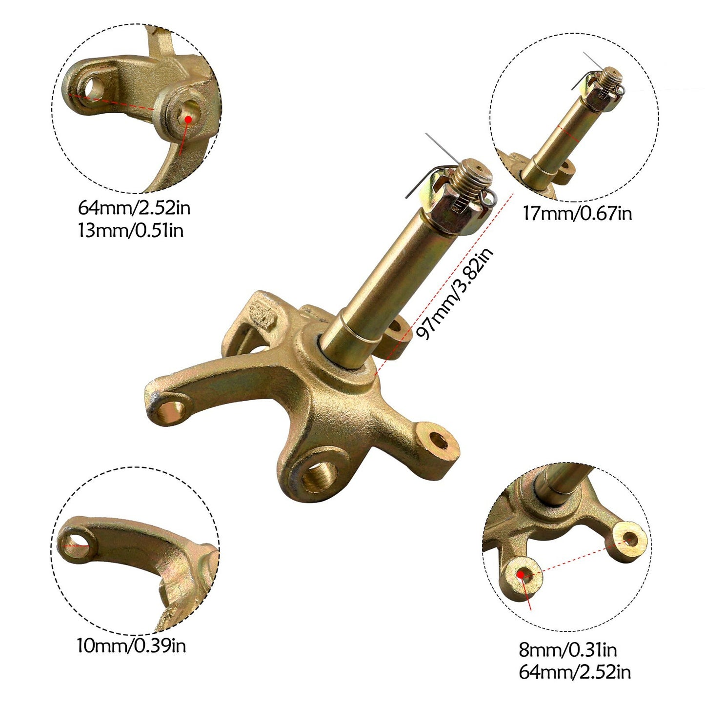 Front steering wheel assembly, go-kart tie bar, bracket axle, main shaft, wheel hub, all-terrain vehicle four
