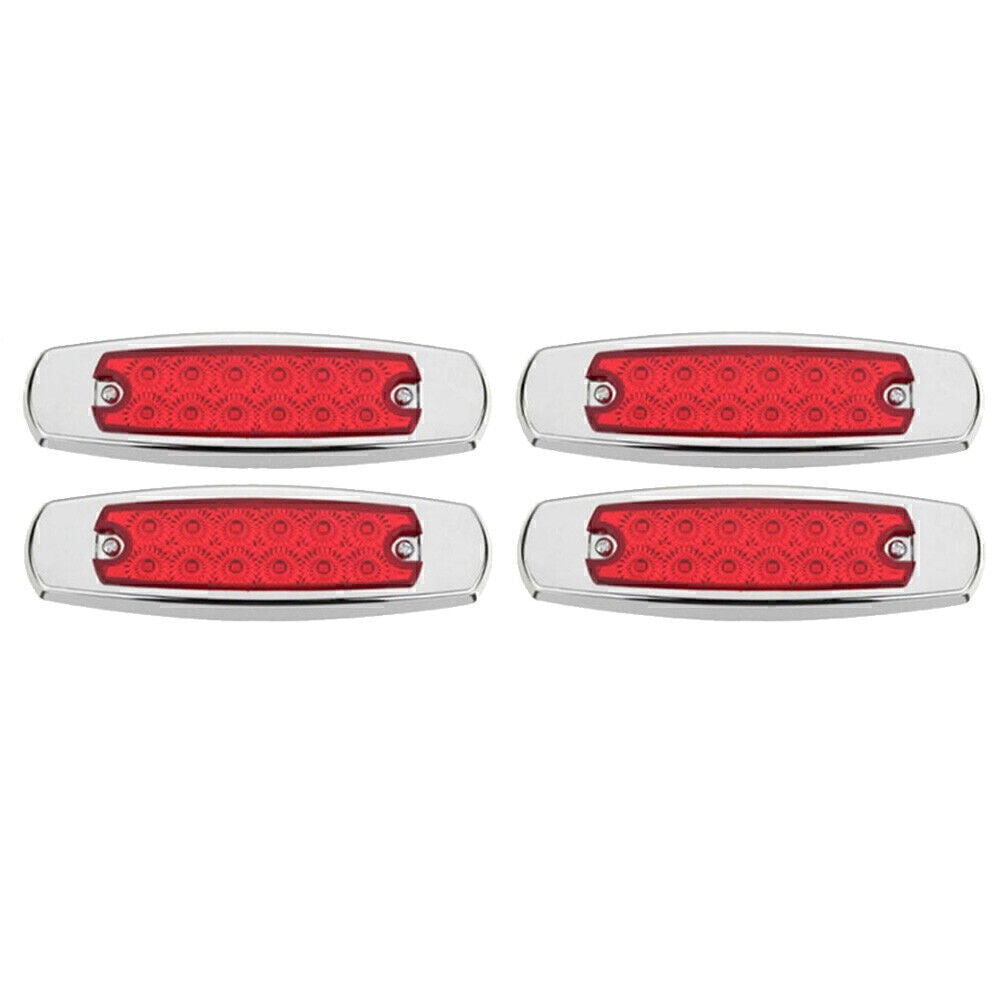4x Red 12LED Sealed Side Marker Clearance Light Fish Shape For Truck Trailer RV
