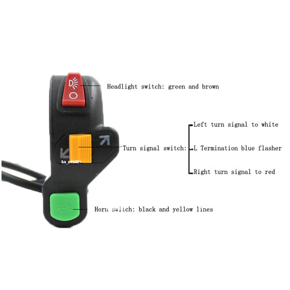 Motorcycle 22mm 7/8inch Handlebar Horn Headlight Turn Signal Lamp Switch Q