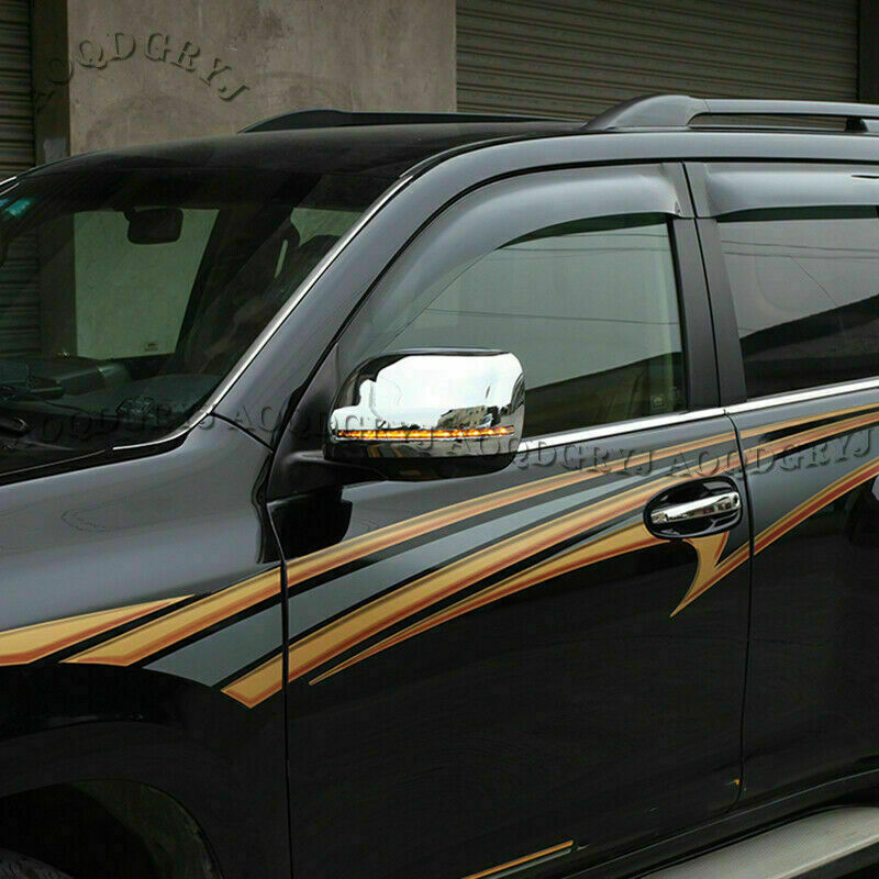 Chrome Rearview Mirror Cover W/ Streamer LED for Land Cruiser LC/FJ200 2008-2021