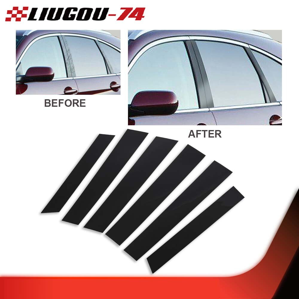 Suitable for 2007-2011 for Honda CRV 4dr black 6-piece window pillar cover door decoration- v