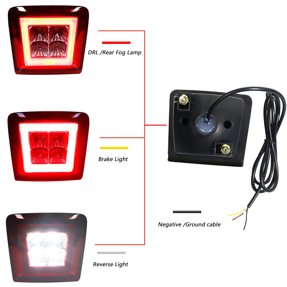 White/Red Red Lens LED Brake Reverse Rear Fog Light for 370Z Juke Sentra - v