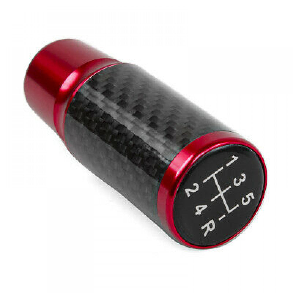 Carbon Fiber Auto Manual Gear Stick Lever Car Shift Knob Universal Red 5 Speed