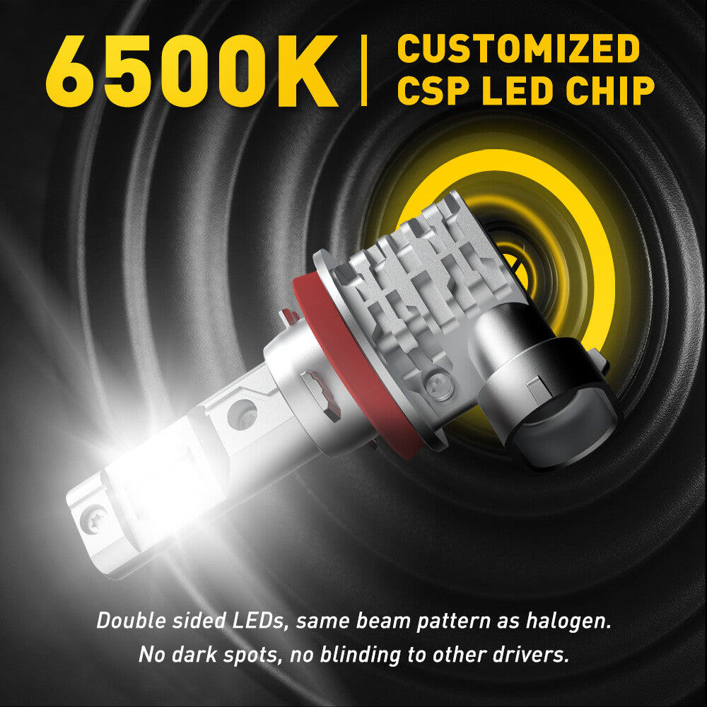 Limo Plus LED H11 Headlight Low Kit Bulb Beam 6500K ZES White 36000LM Bright - v