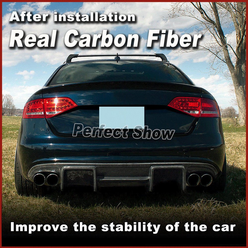 Fit for Audi S4 B8 Sedan 2008-2012 REAL Carbon Rear Bumper Diffuser Lip Spoiler