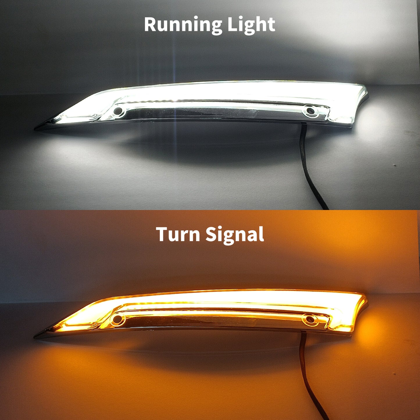 Chrome Windshield Trim LED Turn Signal Light w/ Smoke Lens for Harley Road Glide Q