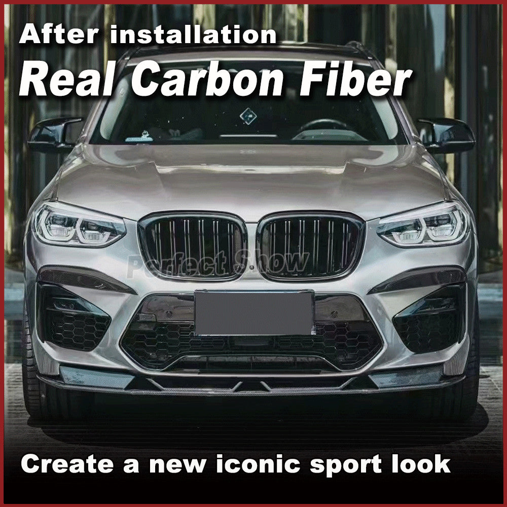 for BMW F97 X3M F98 X4M 2019-2023 Real Carbon Front Bumper Lip Spoiler Splitters