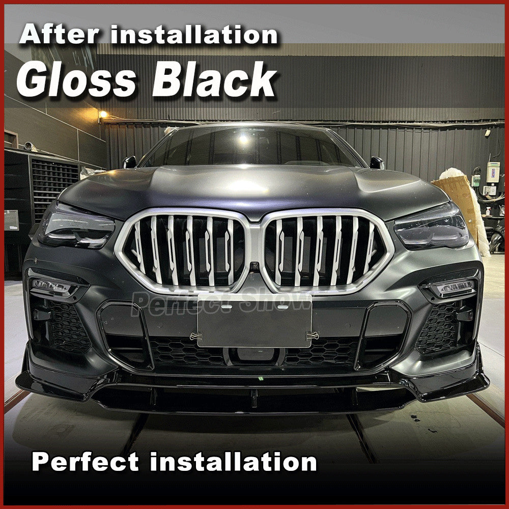 for BMW G06 X6 M-Sport 2020-2024 Glossy Black Front Bumper Lip Spoiler Splitters