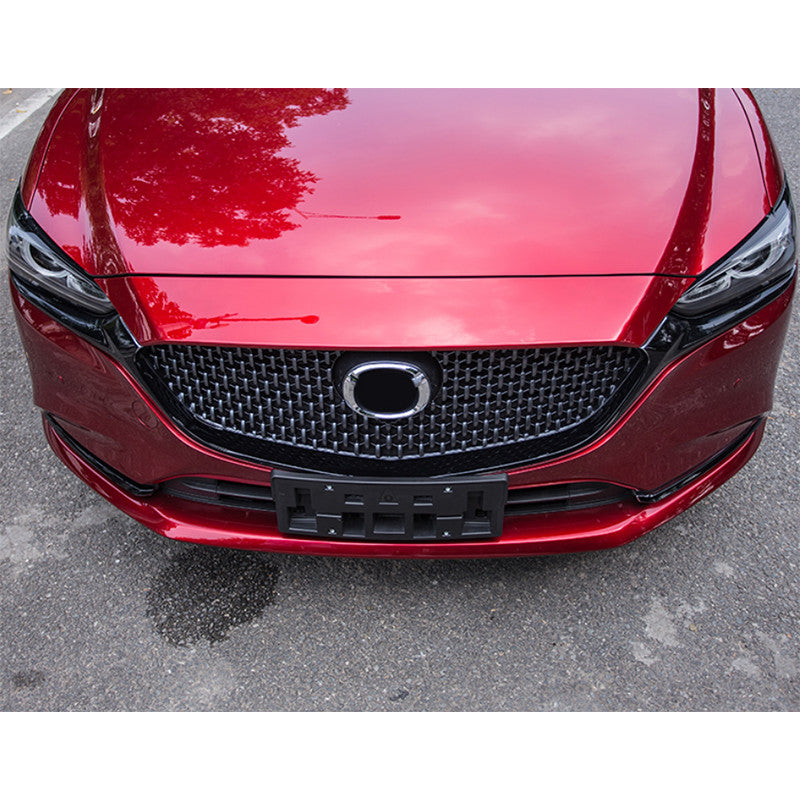 for Mazda 6 2018-2021 ABS Gloss Black Front Bumper Grille Side Strip Cover Trim