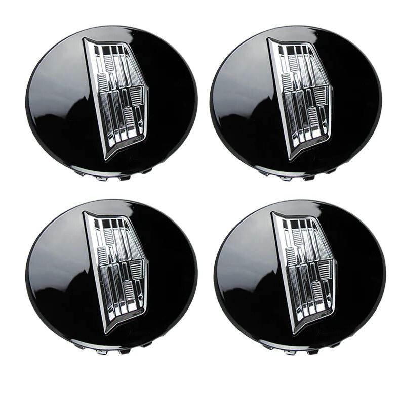 New 4 Piece 68 mm Vossen Wheel Hubcap Wheel Center Cap Emblems All Black - v