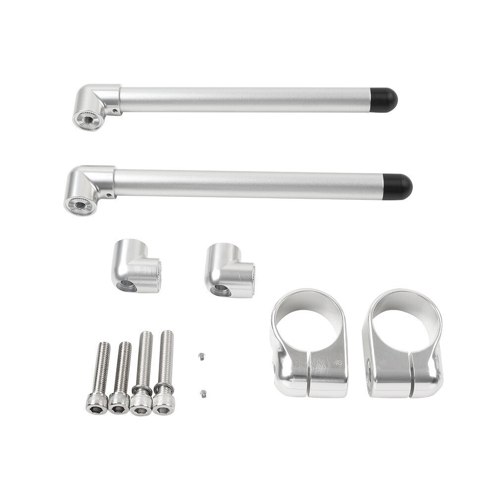 Silver Cafe Racer Bars 7/8 Universal Clip-On Handlebar Fork Tube 48MM