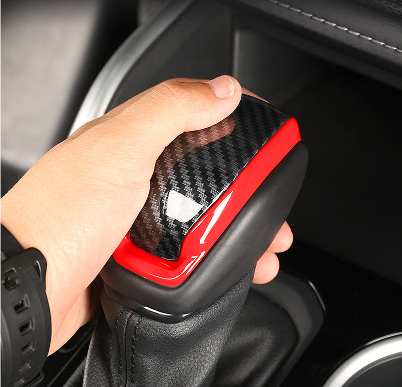 Suitable for Toyota RAV4 2019 - 2023 ABS, red carbon fiber shift knob cover trim.