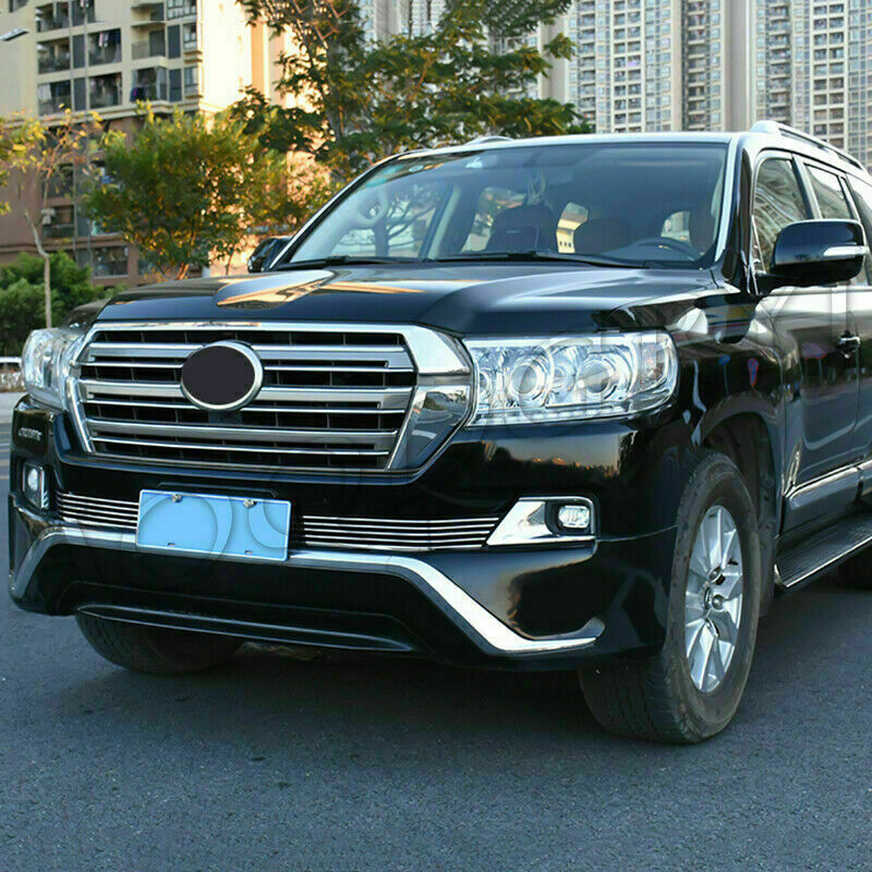2p for Land Cruiser LC200 2016-2021 Triple Chrome Front Bumper Grille Trim Cover