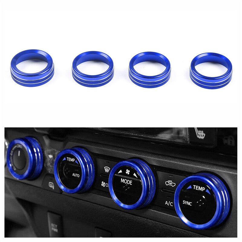 Blue Air Conditioner AC Switch Audio CD Button Knob Cover Trim for Toyota Tacoma