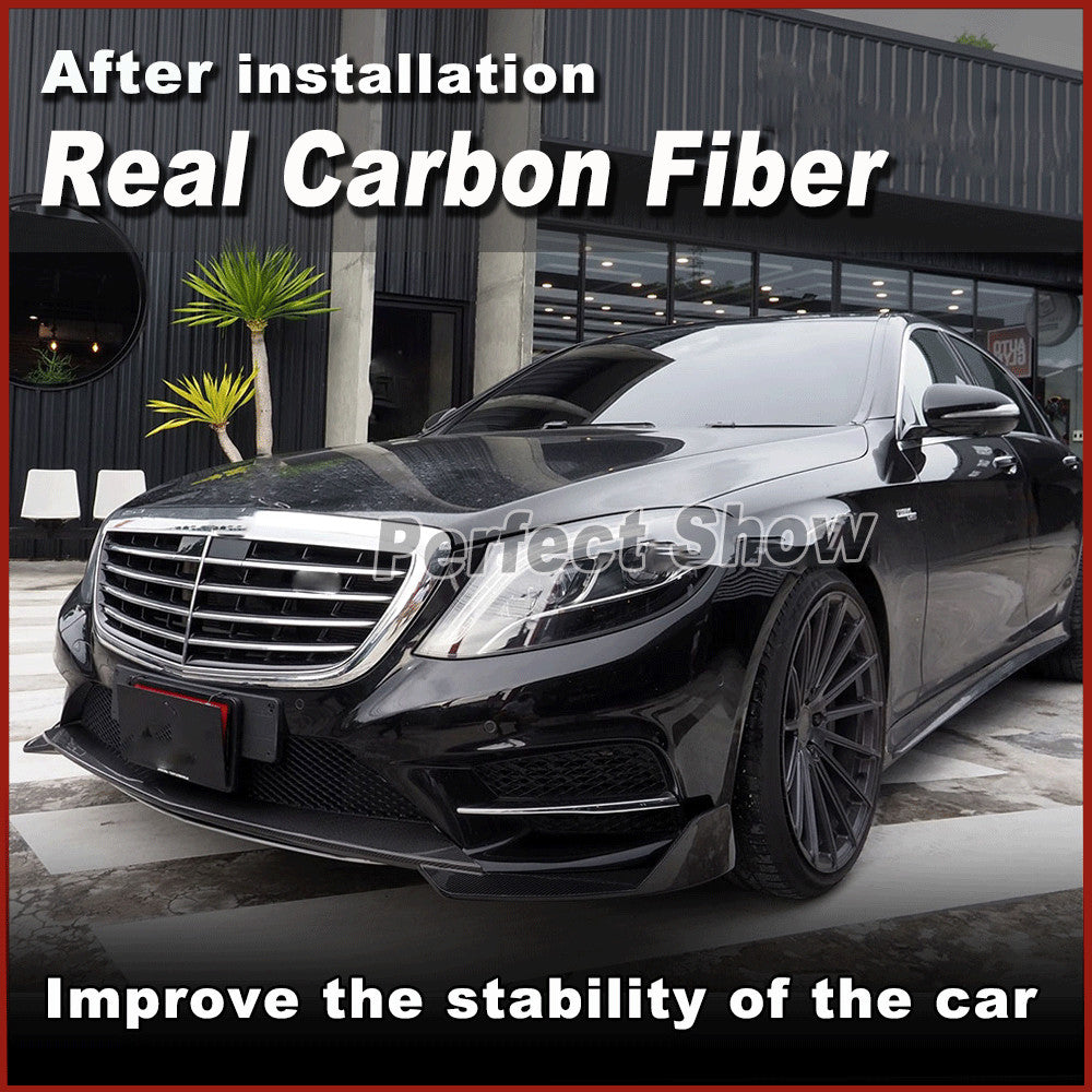 Fit for Benz W222 S400 S550 Sport 2014-2017 Real Carbon Front Bumper Lip Spoiler