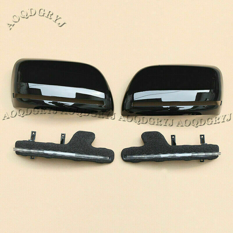 for Land Cruiser LC/FJ200 2008-2021 LED W/ Streamer Black Rearview Mirror Cover