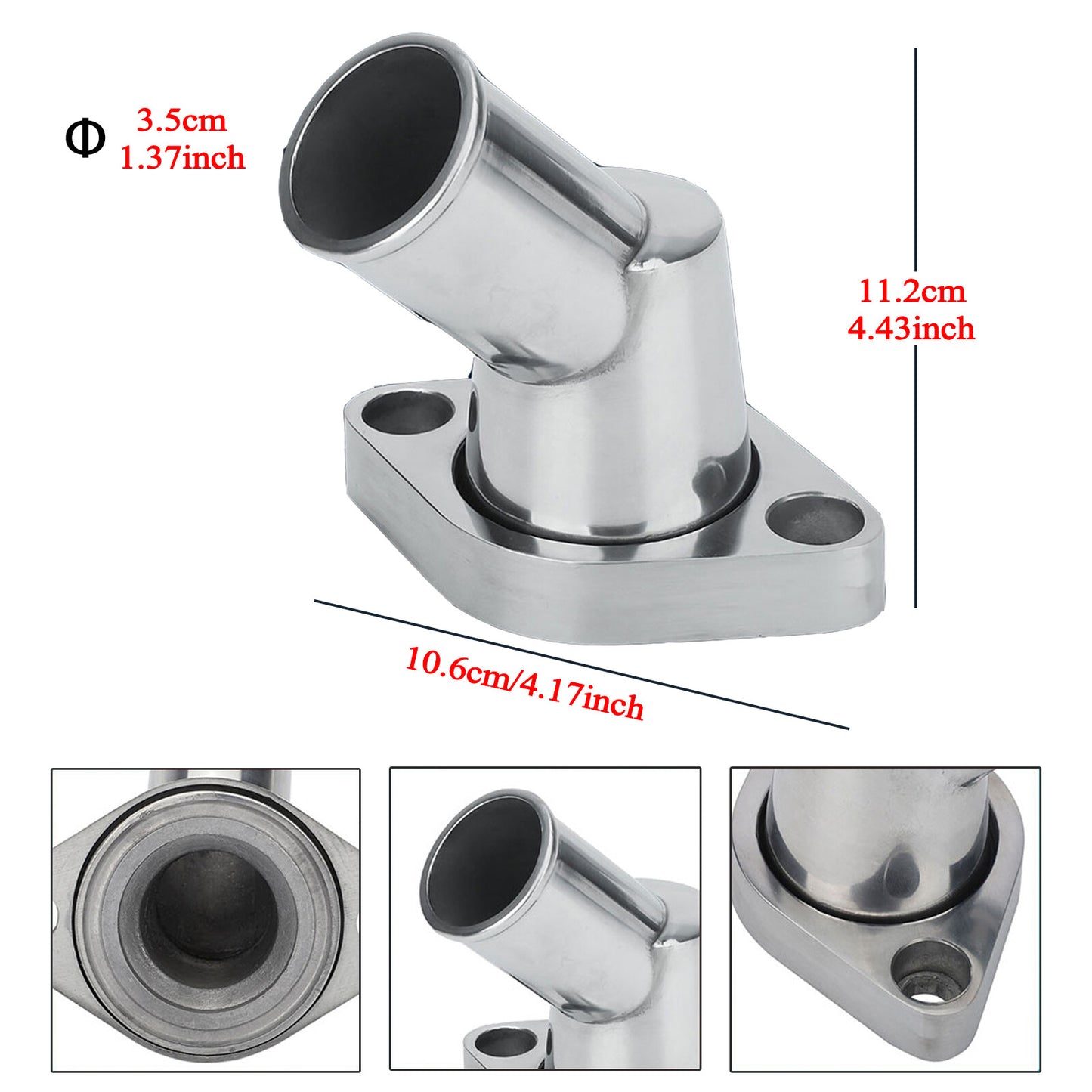 Aluminum Water Neck 45¡ã Swivel Polished for Chevy SBC BBC 327 350 396 454 Engine Q