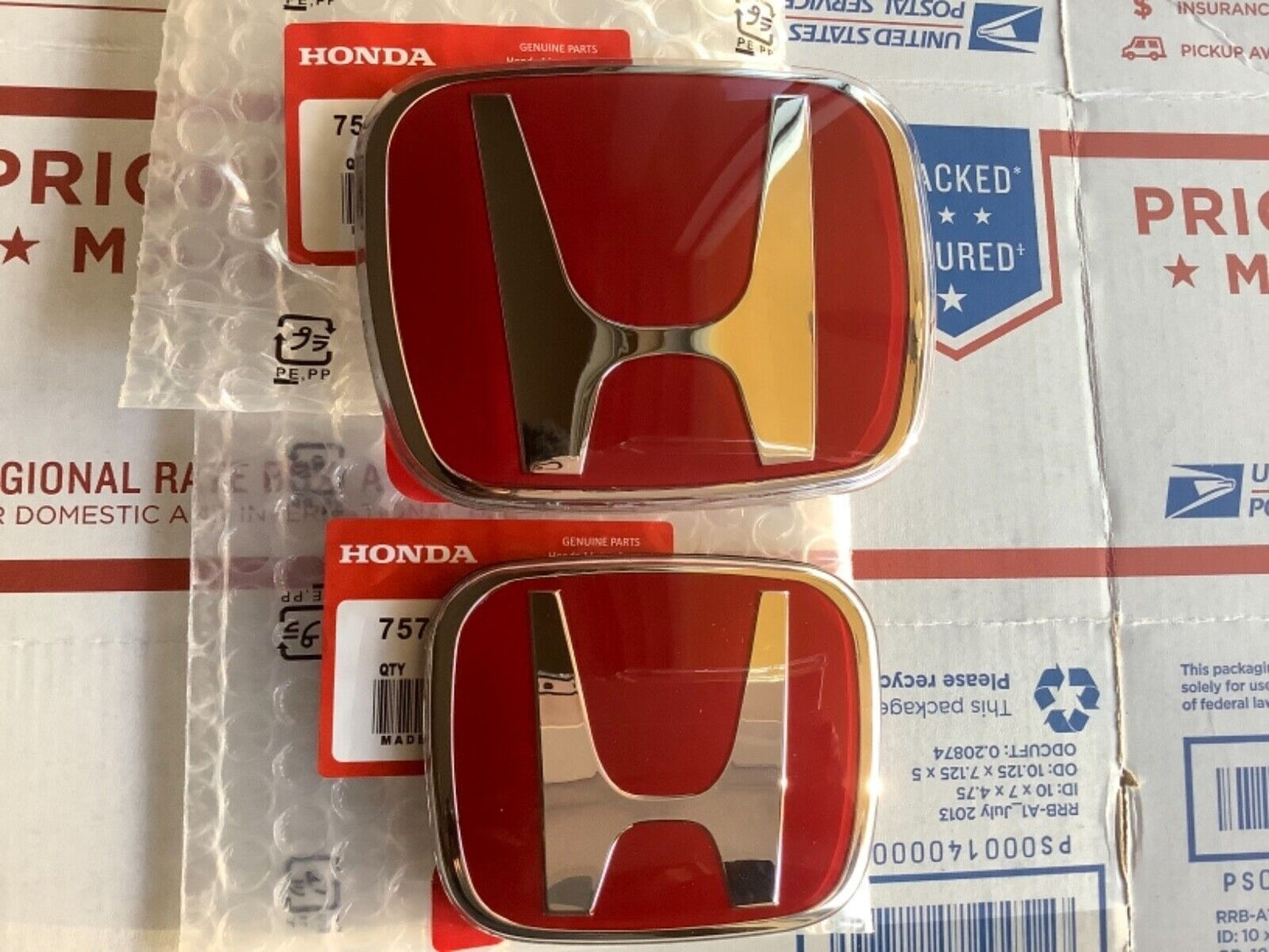 2-piece set of for Honda Fit GD 06-08 JDM red H front and rear R-shaped grille logos