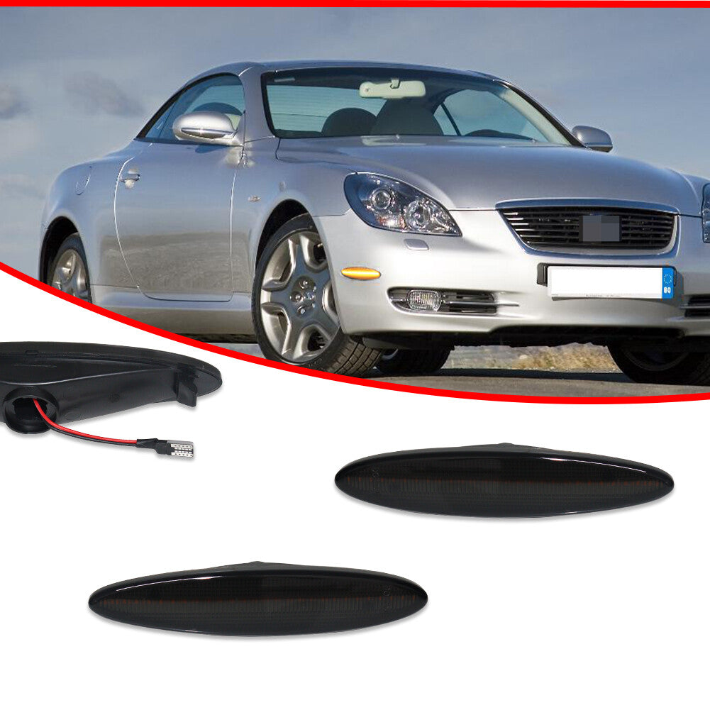 Suitable for the 2002-2010 for Lexus SC430 smoked lens amber LED front marker parking light- v