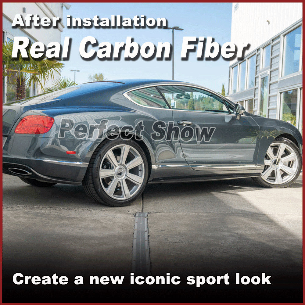 for Bentley Gt 2012-18 REAL Carbon Side Skirt Extension Lip Spoiler