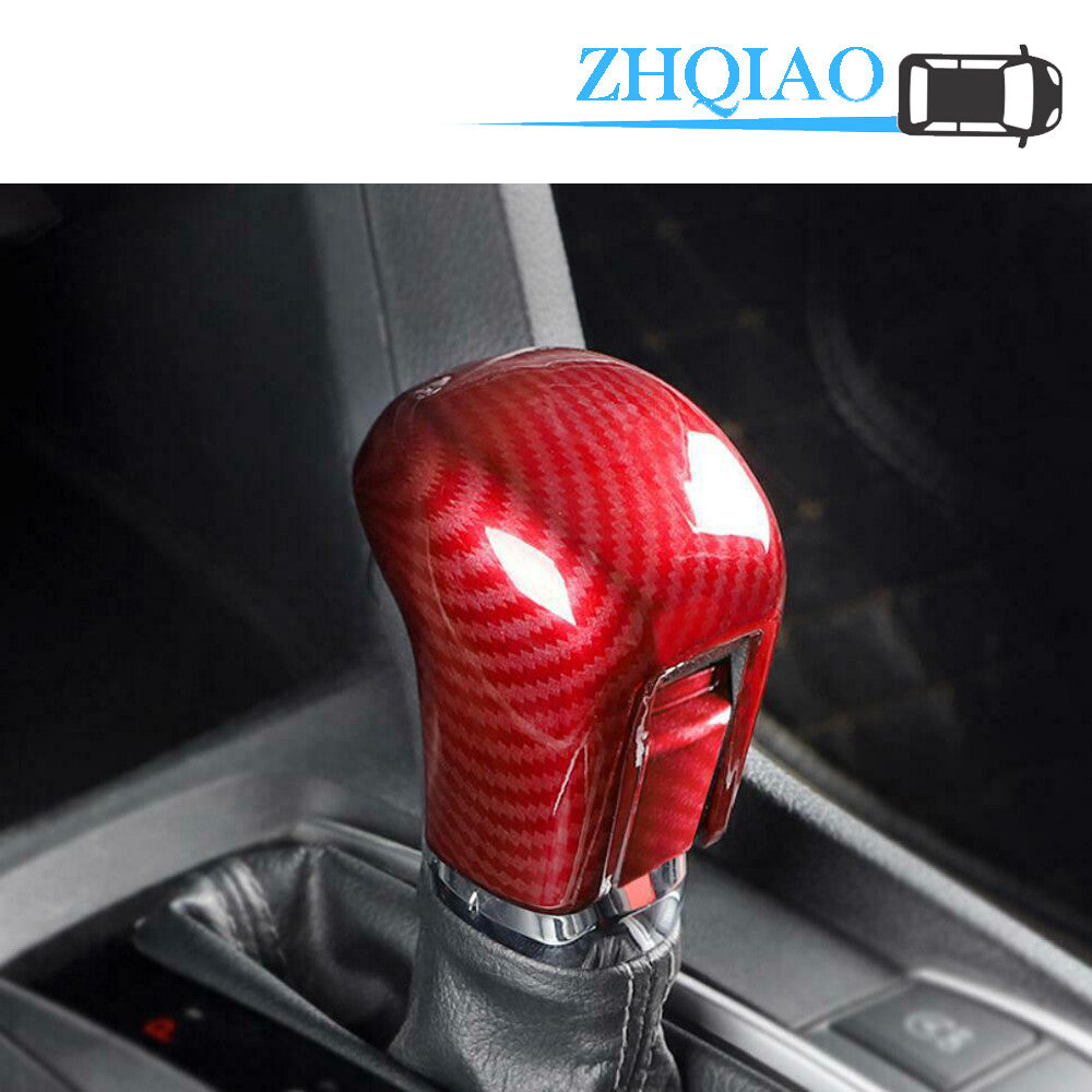 2PCS Red Carbon Fiber Gear Lever Shift Knob Cover for Honda for Civic 2016 - 2020
