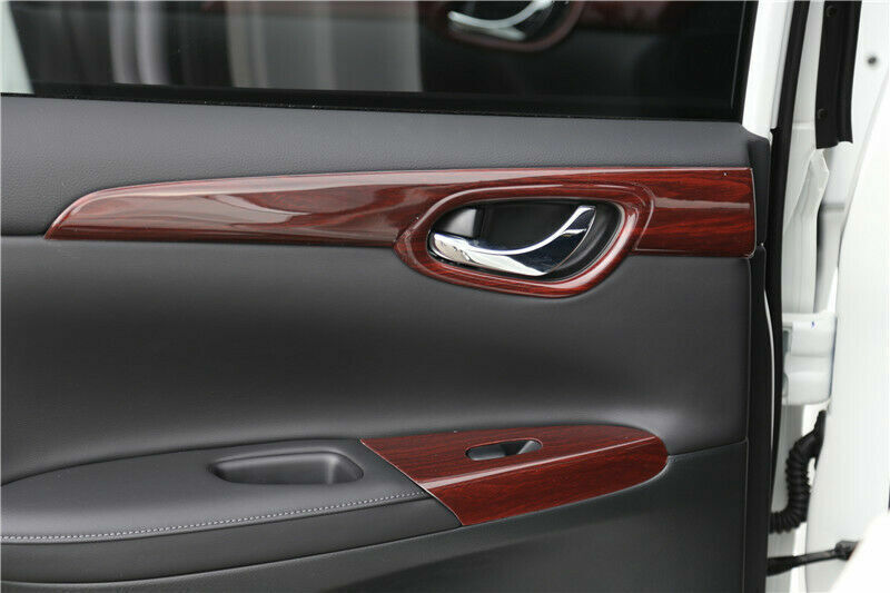 4x For 2013-2019 for Nissan Sentra Sylphy Wood Grain Inner Door Panel Cover Trim Set