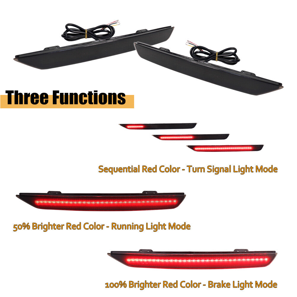2pcs Brake Lens Bumper Reflector LED Tail Brake Stop Light for 11-17 for Honda Odyssey - v