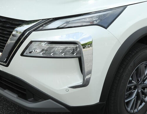 Chrome Front Headlight Lamp Eyebrow Cover Trim Fit for Nissan Rogue 2021-2022