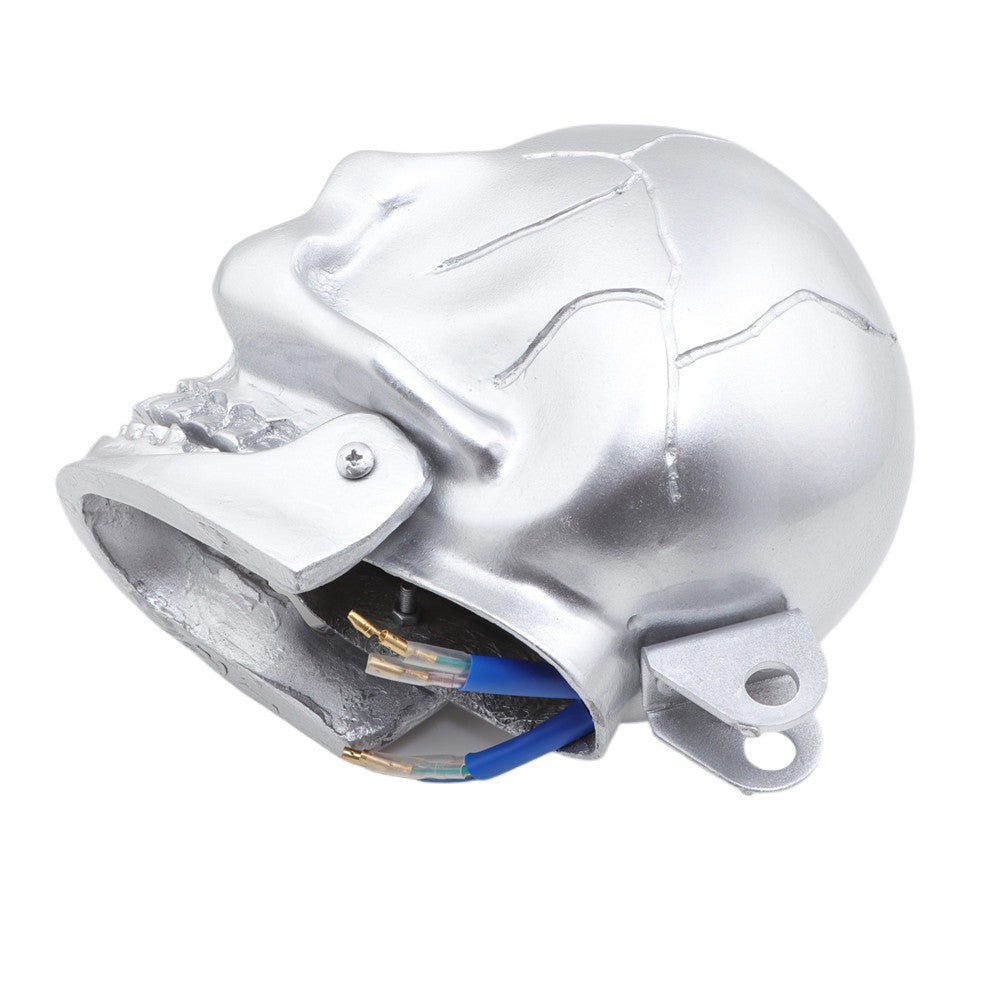 Motorcycle Silver LED Skull Headlight Lamp for Harley Choppers Cruiser Custom Q