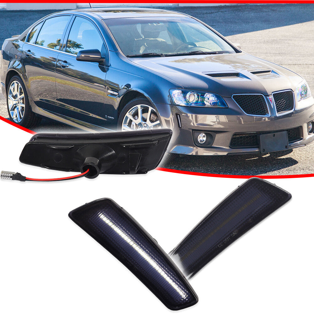 2 Pack White Smoke Front Side Marker Indicator LED Lights for 2008-2009 for Pontiac G8 - v
