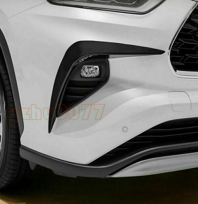 Black Front Bumper Fog Lights Eyebrow Wind Knife for Toyota Highlander 2020-2023