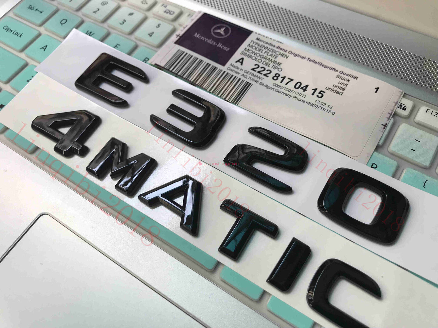 Gloss Black E320 4 MATIC Number Letters Trunk Badge Emblem for E320 4 MATIC