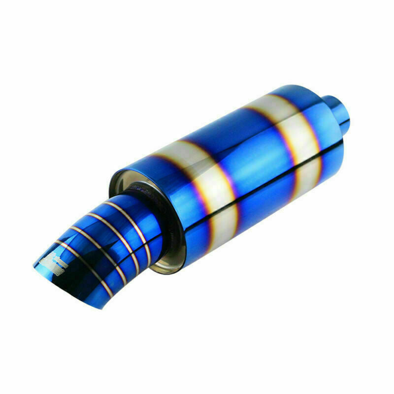 Universal 2 Inlet 3 OD High Flow Burned 4.5 Rear Exhaust Muffler Blue Tips