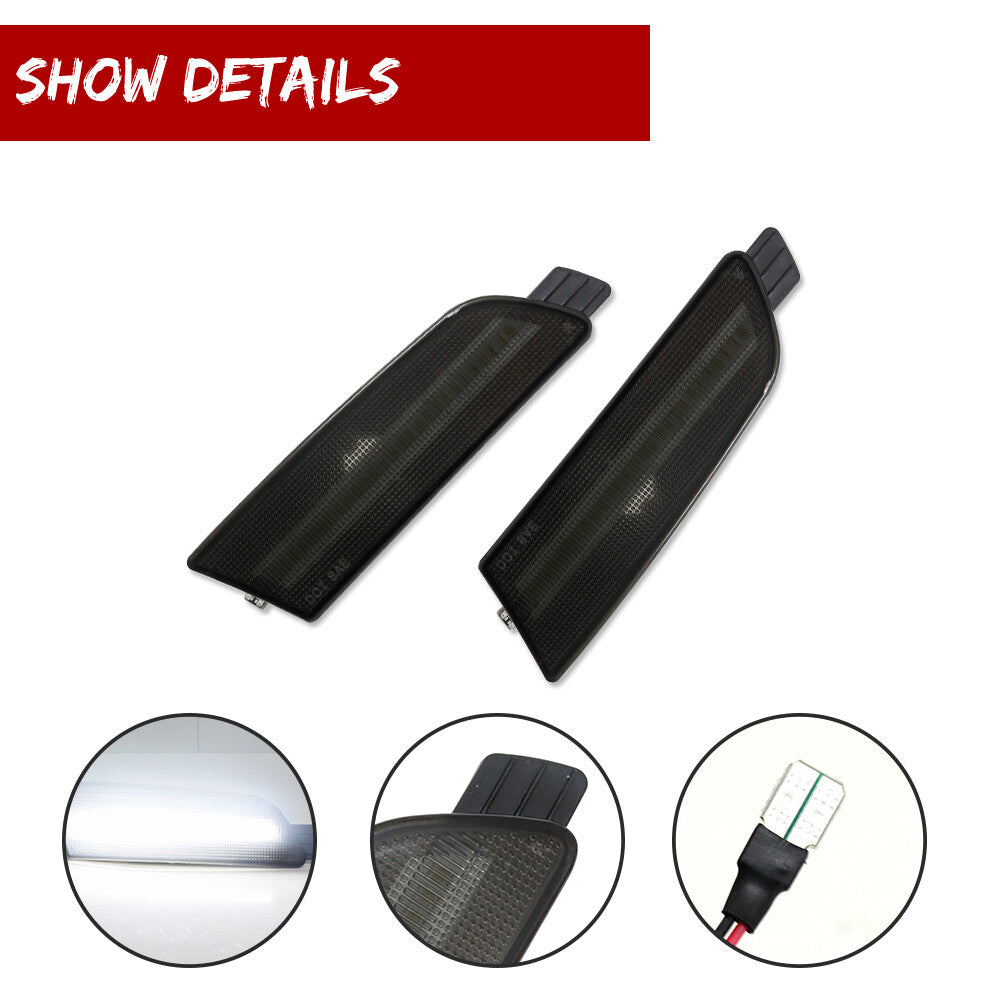 For 2009-13 for Mazda 6 Smoke Lens White LED Front Corner Side Marker Parking Lights - v