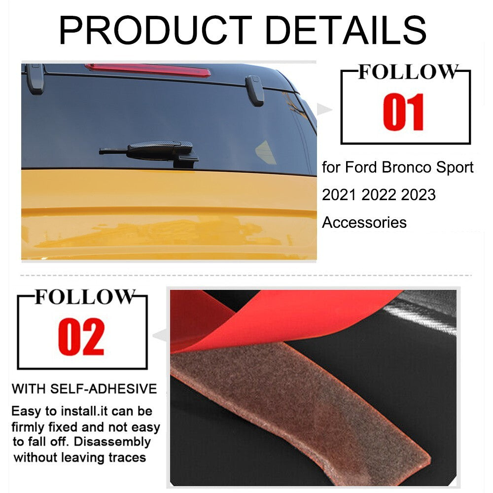 Carbon Fiber Rear Windshield Wiper Washer Cover Trim for Ford Bronco Sport 21-23