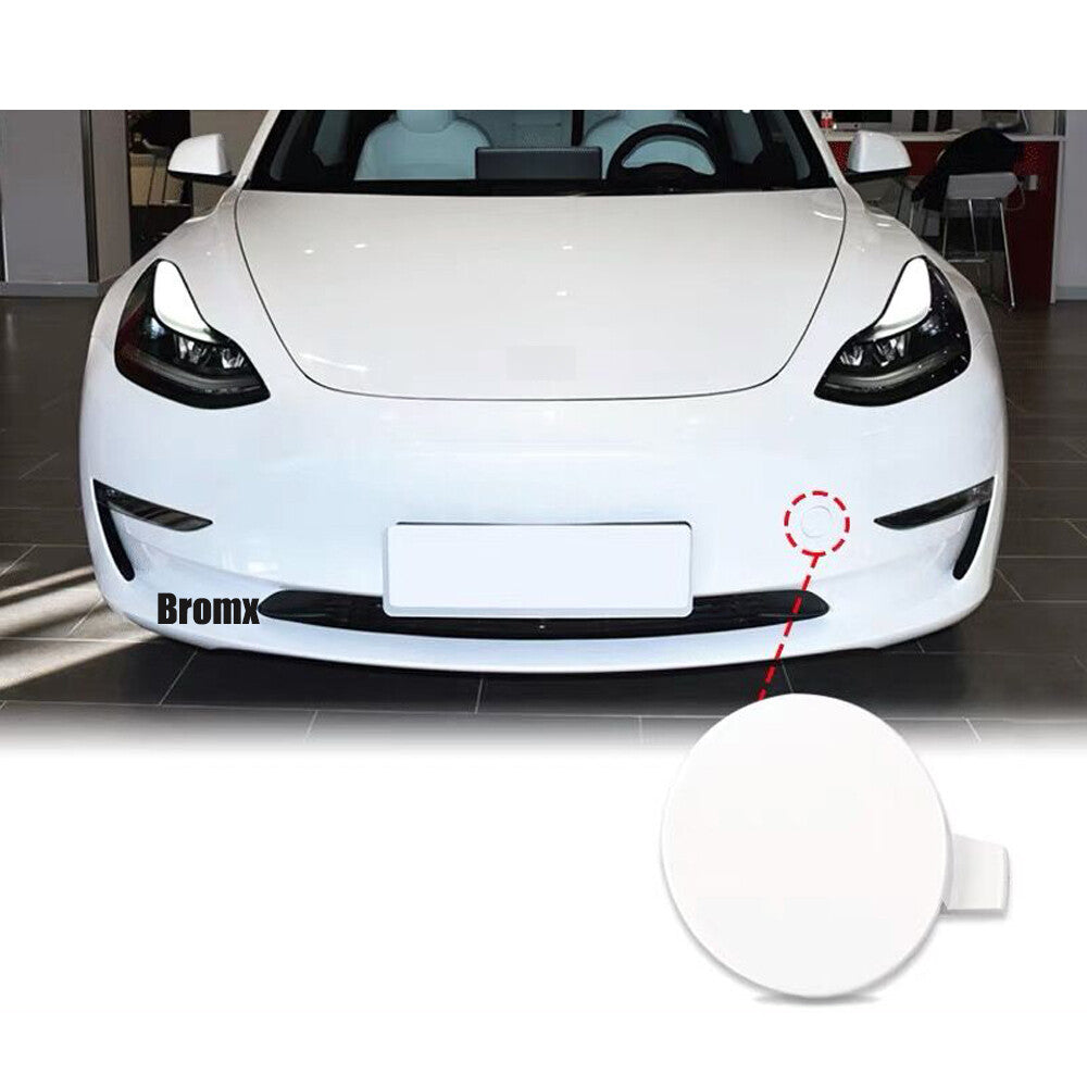 Front Bumper Tow Trailer Eye Cap Tow Hook Cover for Tesla Model 3 2017-22 White
