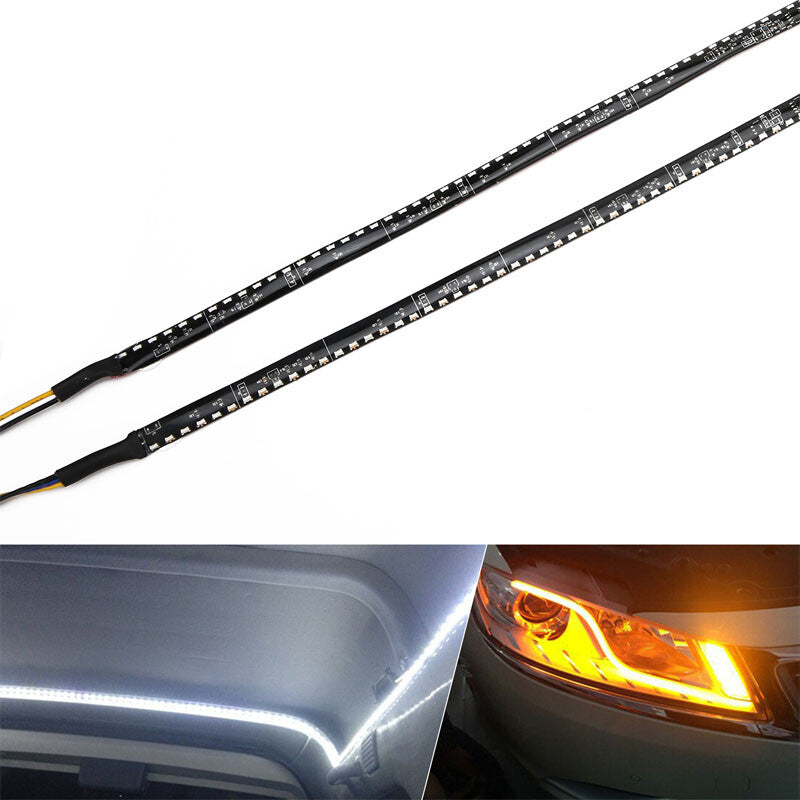 LED Headlight Strip Lights Exterior DRL Flexible Daytime Running Light Strips v