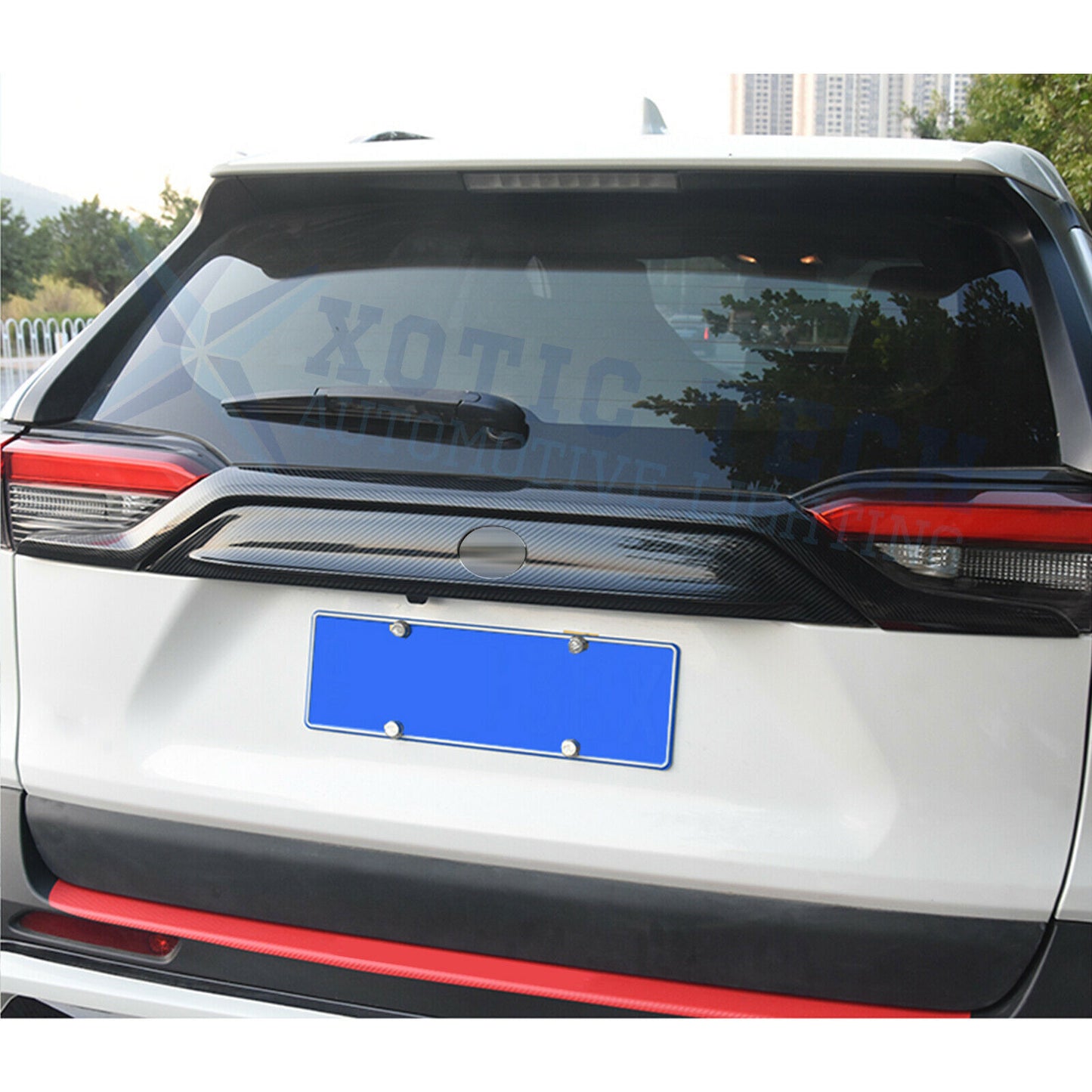 for TOYOTA RAV4 2019-2024 Carbon Fiber Rear Trunk Tailgate Lid Cover Trim Decor