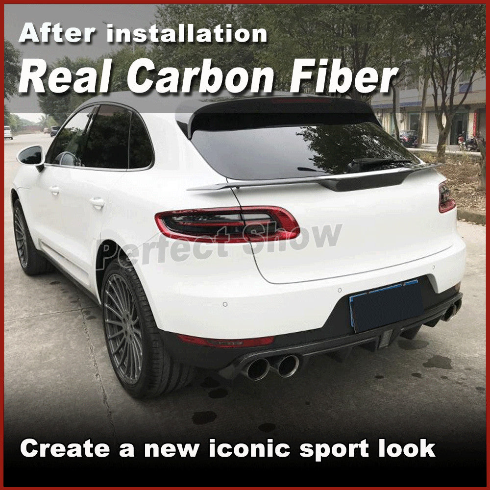 for Porsche Macan 2014-2020 REAL Carbon Rear Bumper Diffuser Lip Spoiler W/Light