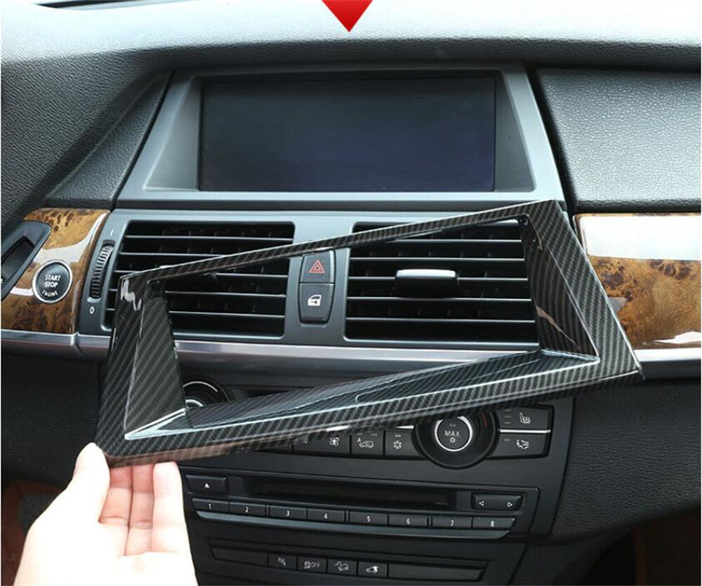 Carbon Fiber ABS GPS Navigation Panel Cover Trim for BMW X5 E70 X6 E71 2008-2013
